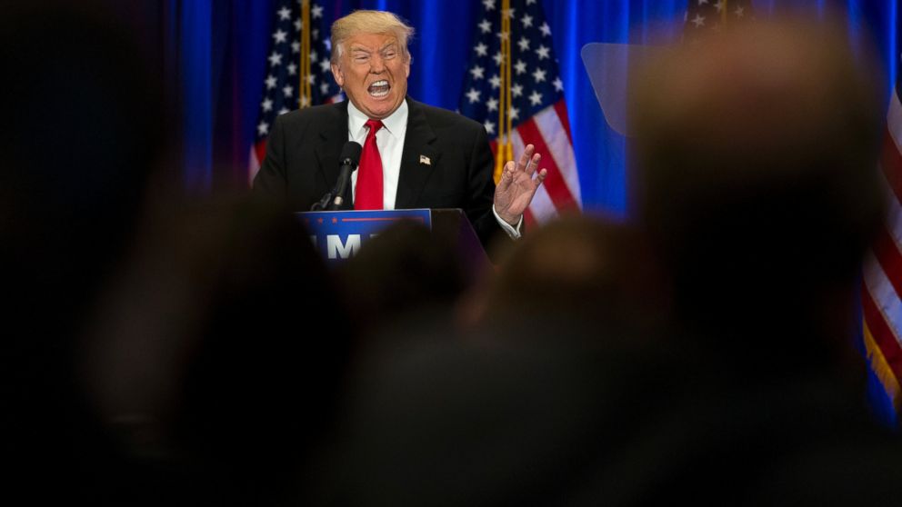 PHOTO: Donald Trump speaks in New York, June 22, 2016.