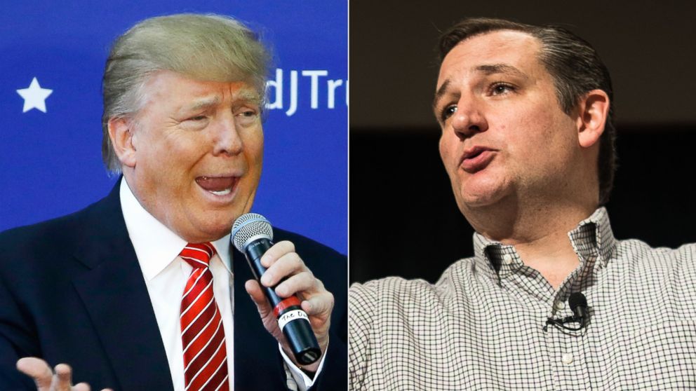 Pictured (L-R) are Republican presidential candidates Donald Trump in Portsmouth, N.H., Jan. 16, 2016 and Sen. Ted Cruz, R-Texas, in Columbia, S.C., Jan. 15, 2016.