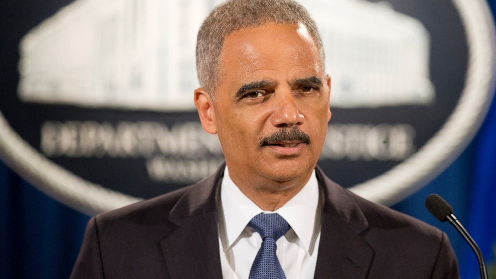 Attorney General Eric Holder speaks during a news conference at the Justice Department in Washington, Sept. 4, 2014.