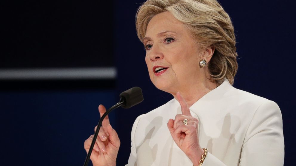 Democratic presidential nominee Hillary Clinton answers a question during the third presidential debate at UNLV in Las Vegas, Oct. 19, 2016.