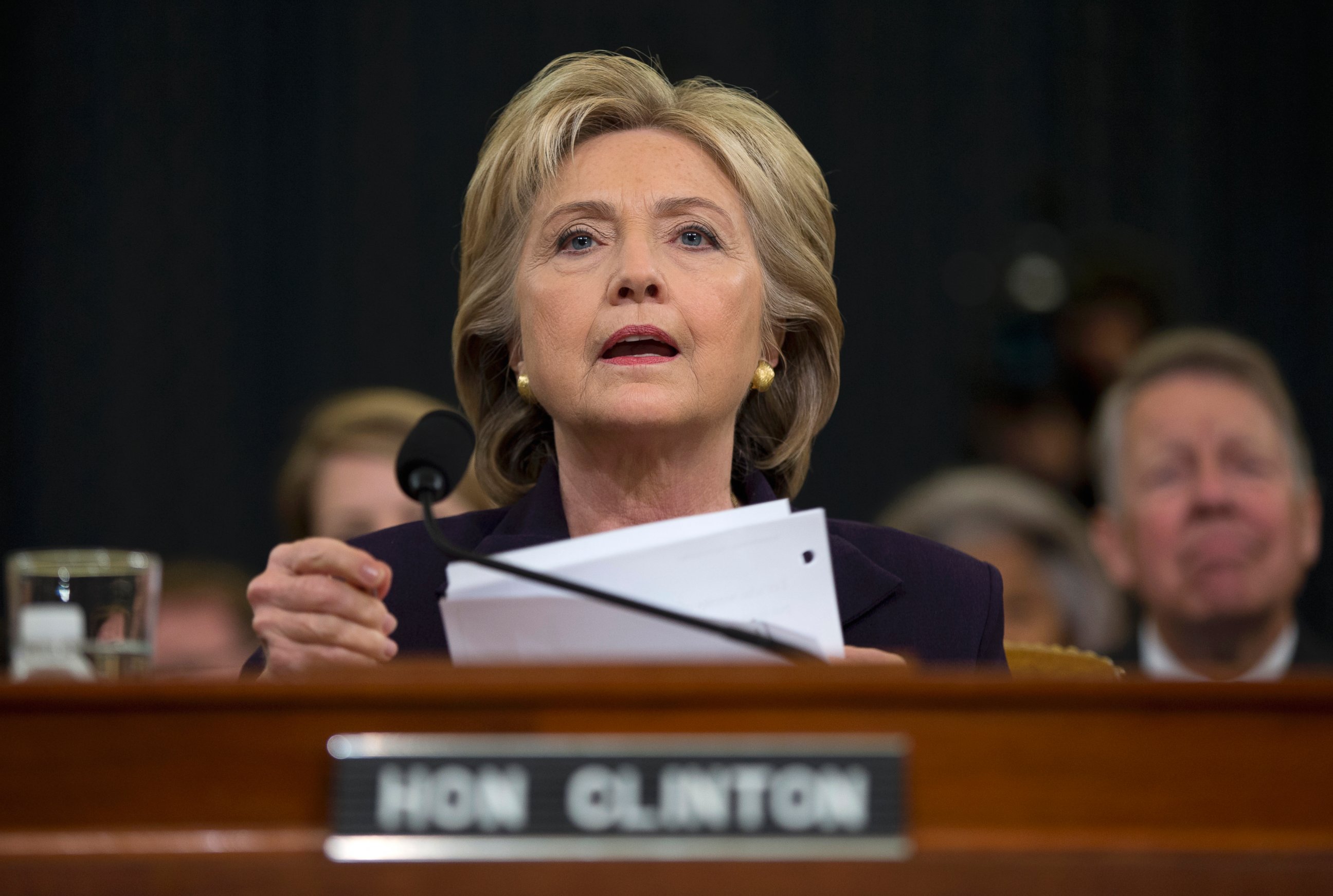 PHOTO: Democratic presidential candidate Hillary Clinton is seen on Capitol Hill in Washington, Oct. 22, 2015, prior to testifying before the House Benghazi Committee.