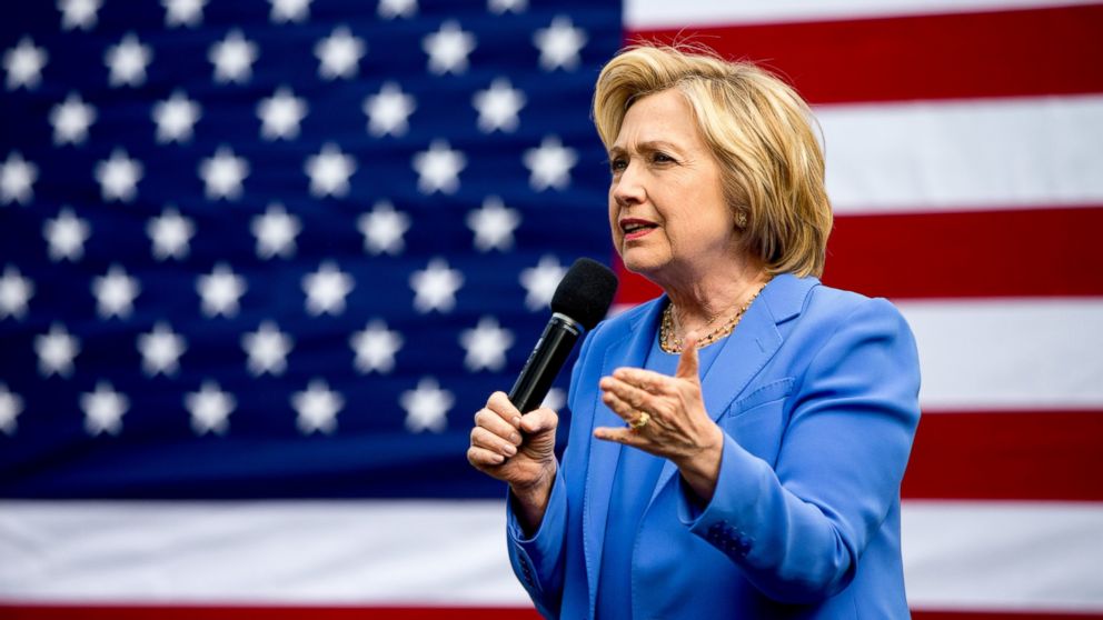 Hillary Clinton speaks at the home of Nathan Smith during a campaign stop in Fort Mitchell, Ky., May 15, 2016.
