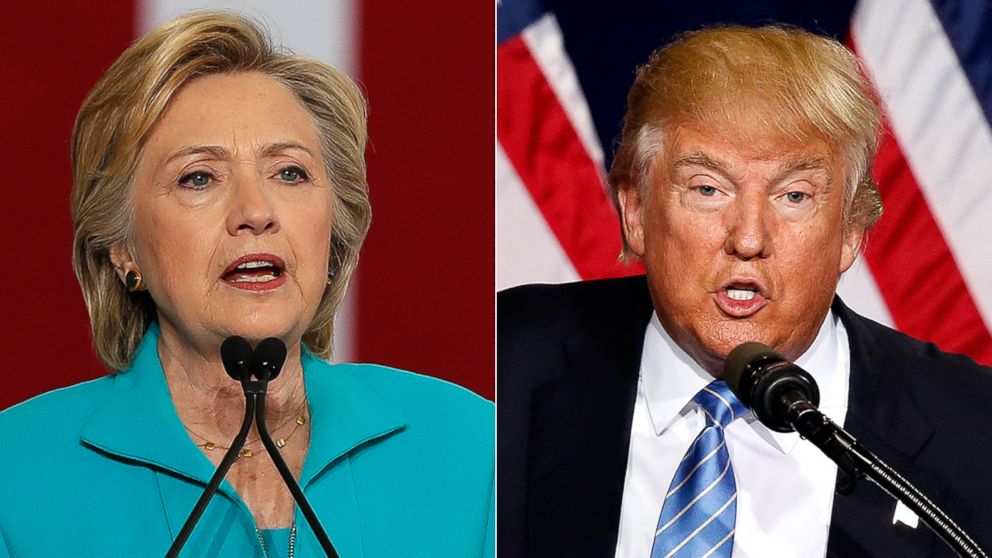 Pictured (L-R) are Democratic presidential nominee Hillary Clinton in Reno, Nevada, Aug. 25, 2016 and Republican presidential candidate Donald Trump in Phoenix, Aug. 31, 2016.