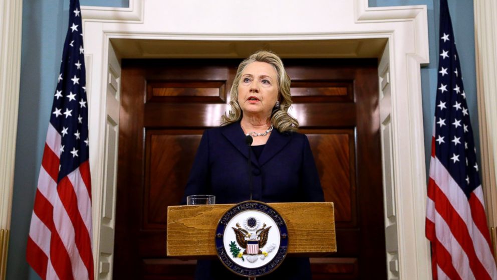 PHOTO: Secretary of State Hillary Rodham Clinton speaks at the State Department in Washington, Sept. 12, 2012.