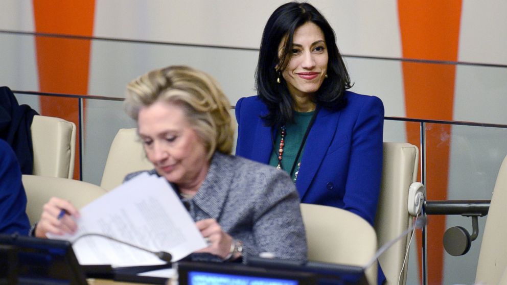 Huma Abedin aide to Hillary Clinton, foreground, attend the Women's Empowerment Principles event at the 59th Session of the Commission on the Status of Women at the United Nations headquarters in New York, NY, March 10, 2015. 