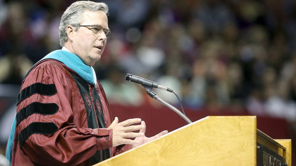 Former Florida Gov. Jeb Bush speaks at commencement exercises for The University of South Carolina in Columbia, S.C., Dec. 15, 2014.