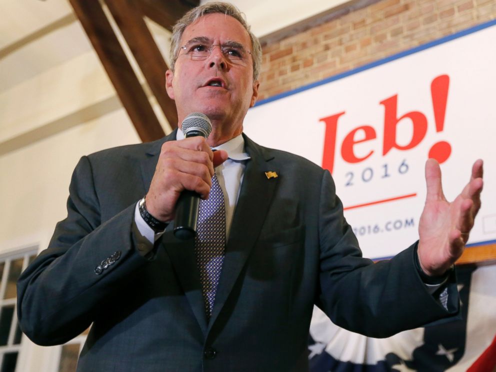 PHOTO: Republican presidential candidate Jeb Bush speaks to local South Carolina republicans during the East Cooper Republican Womens Club Annual Shrimp Dinner at Alhambra Hall in Mt. Pleasant, S.C., Sept. 24, 2015.