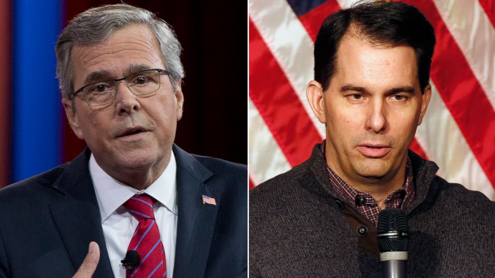 Jeb Bush speaks Feb. 27, 2015 in National Harbor, Md. | Scott Walker speaks March 14, 2015 in Concord, N.H.