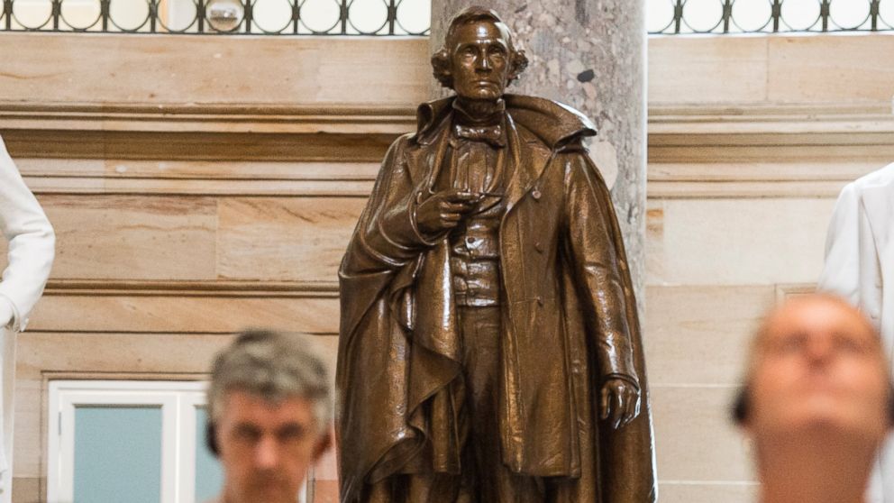 PHOTO: Mississippi's statue of Confederate president Jefferson Davis stands in Statuary Hall in the U.S. Capitol on June 23, 2015. 