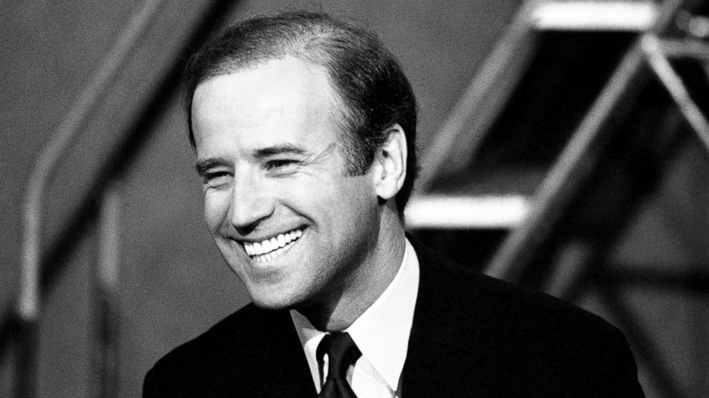 PHOTO: Sen. Joseph Biden (D-Del.), smiles while talking with reporters shortly before his appearance on NBC's "Meet the Press" program in Washington, April 29, 1984.