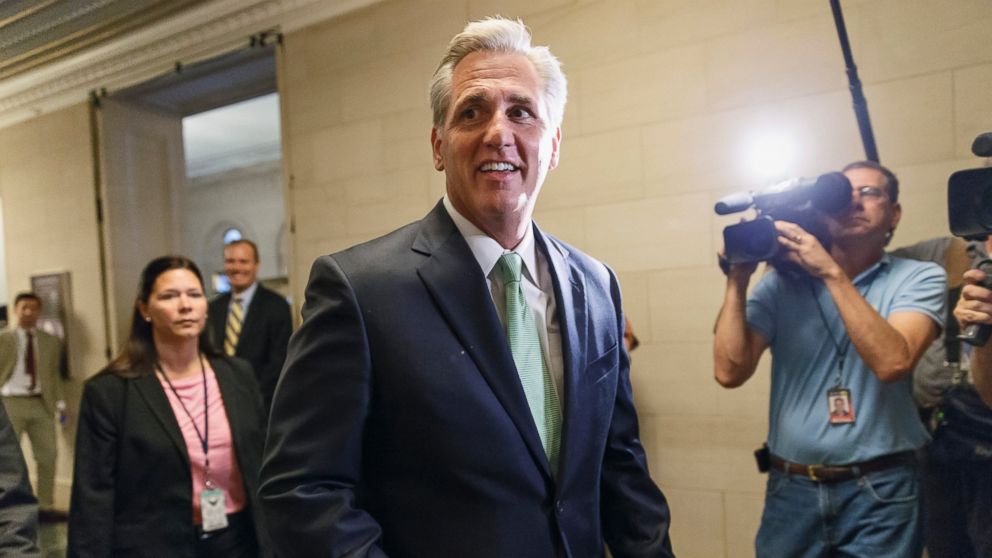 House Majority Whip Kevin McCarthy of Calif., arrives for GOP leadership elections, on Capitol Hill in Washington, June 19, 2014. 