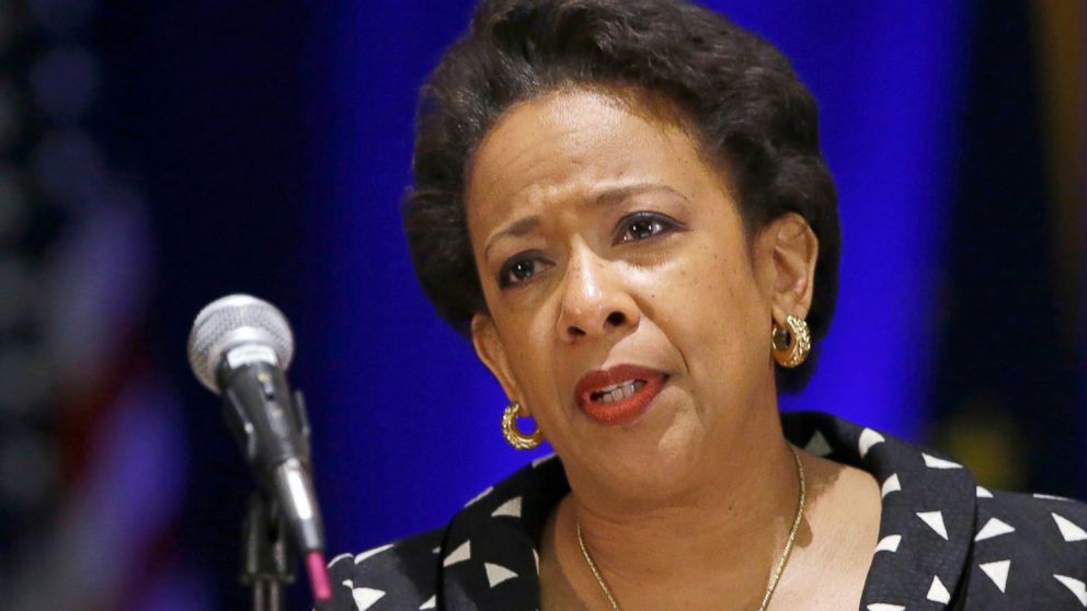 PHOTO: U.S. Attorney General Loretta E. Lynch delivers the keynote address at the National Organization of Black Law Enforcement Executives training conference in Indianapolis, July 13, 2015.