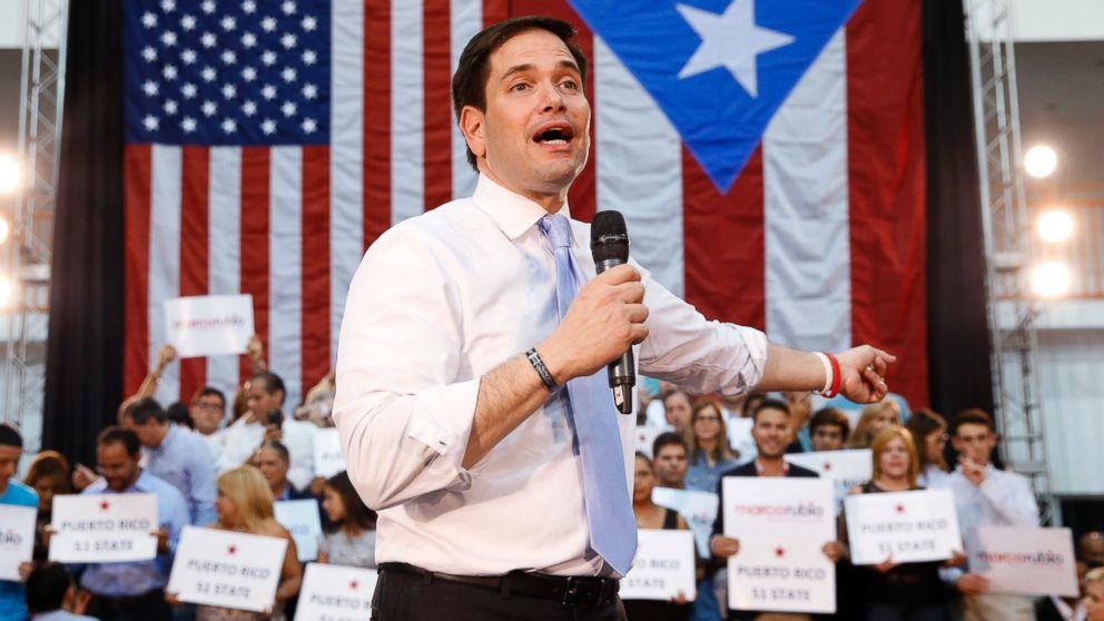 Republican presidential candidate, Sen. Marco Rubio, R-Fla., speaks in Toa Baja, Puerto Rico, March 5, 2016. 