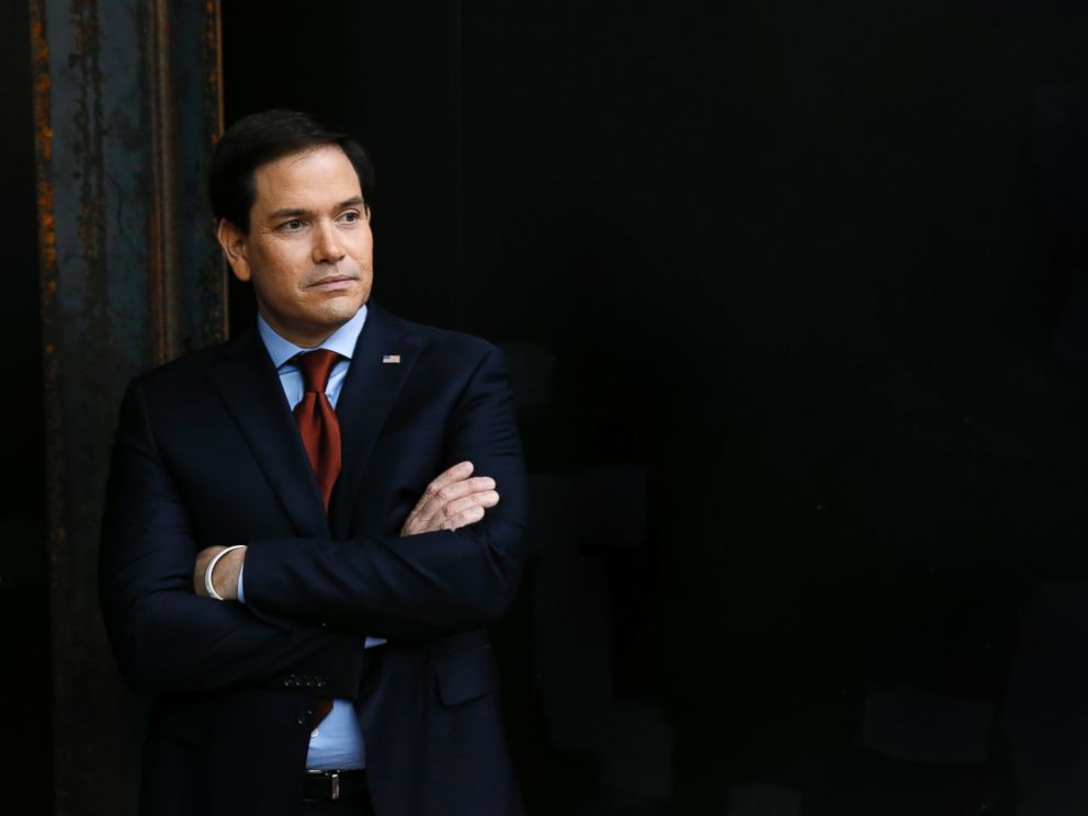 PHOTO:Republican presidential candidate Sen. Marco Rubio waits to speak at a caucus site, Feb. 1, 2016 in Clive, Iowa.