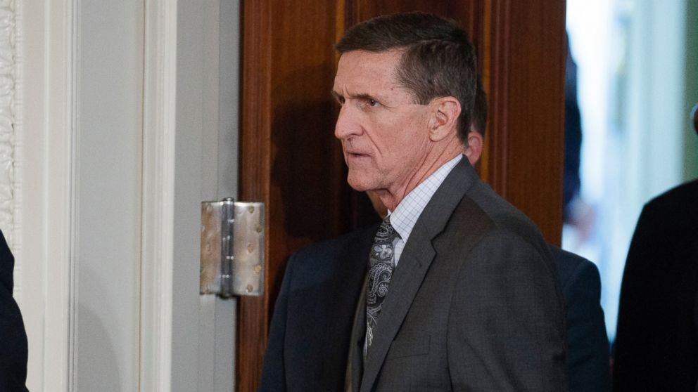 Mike Flynn arrives for a news conference in the East Room of the White House in Washington, Feb. 13, 2017.