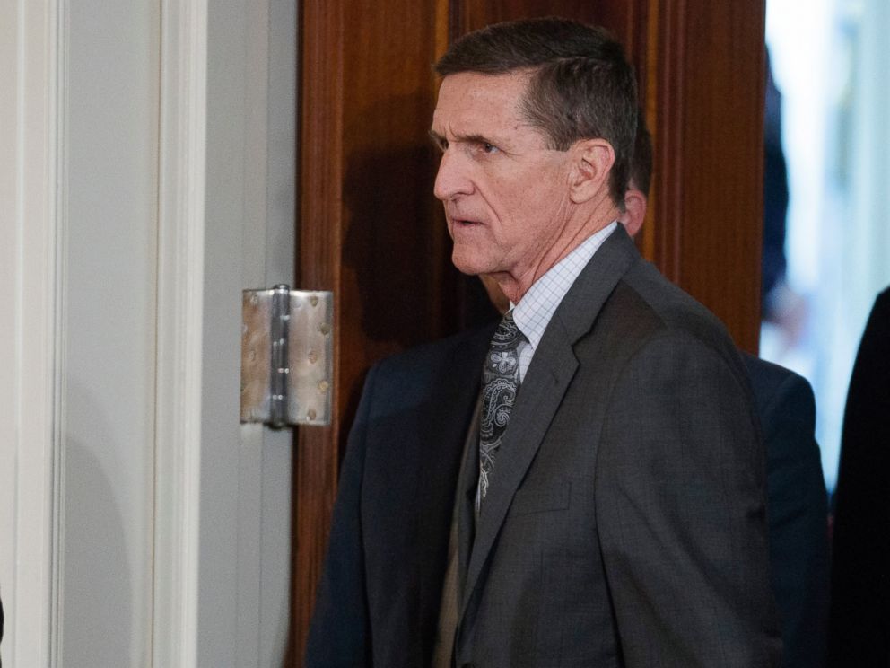 PHOTO: Mike Flynn arrives for a news conference in the East Room of the White House in Washington, Feb. 13, 2017.