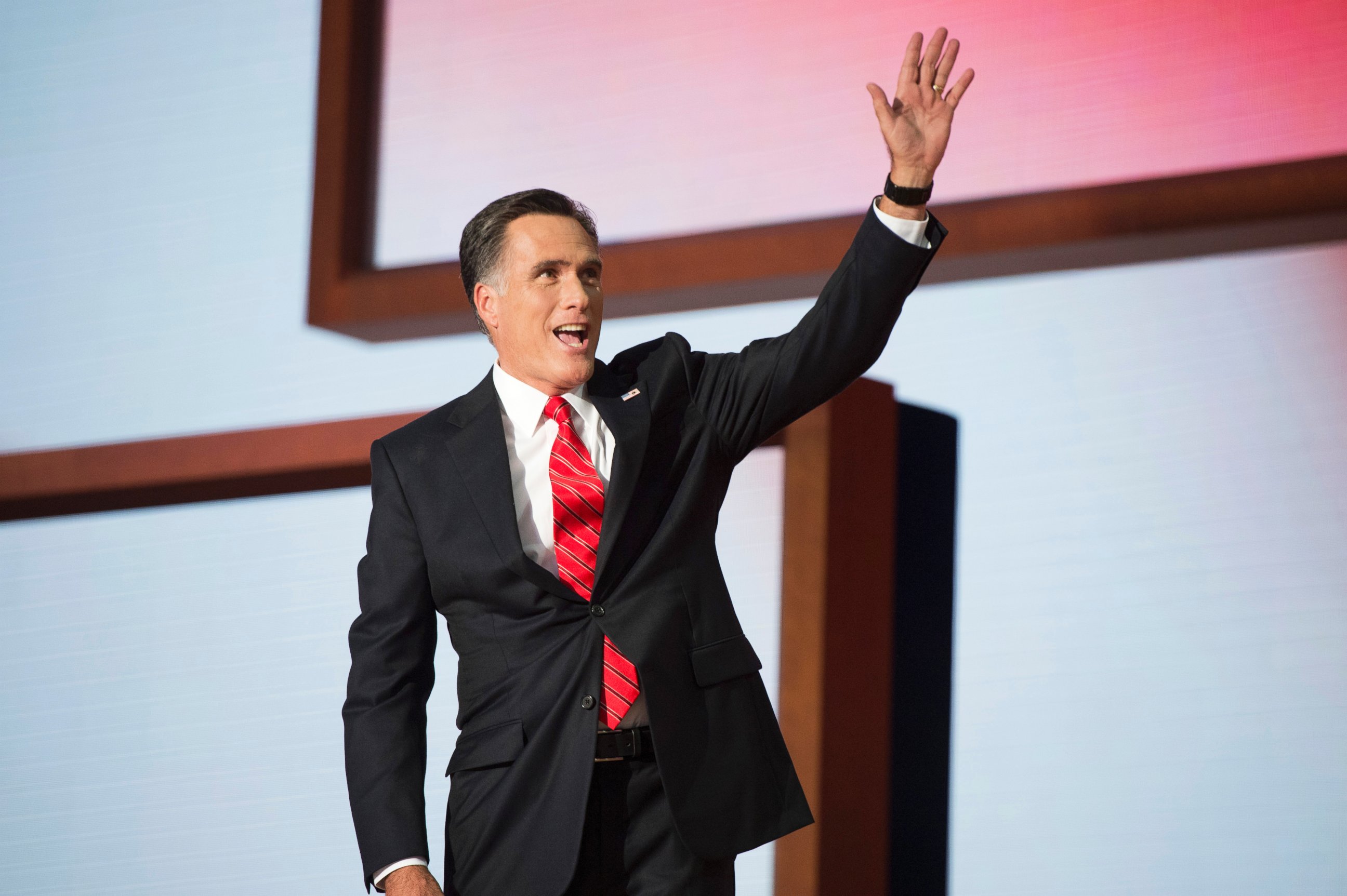 PHOTO: Mitt Romney addresses the Republican National Convention in the Tampa Bay Times Forum, Aug. 30, 2012, in Tampa, Fla.