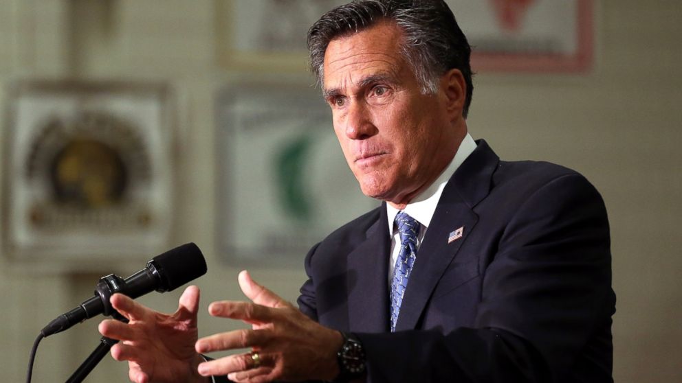 Former Republican presidential candidate Mitt Romney speaks during a political rally for Republican candidate for Colorado Governor Bob Beauprez, at Heritage High School, in the Denver suburb of Littleton, Colo., Sept. 29, 2014.