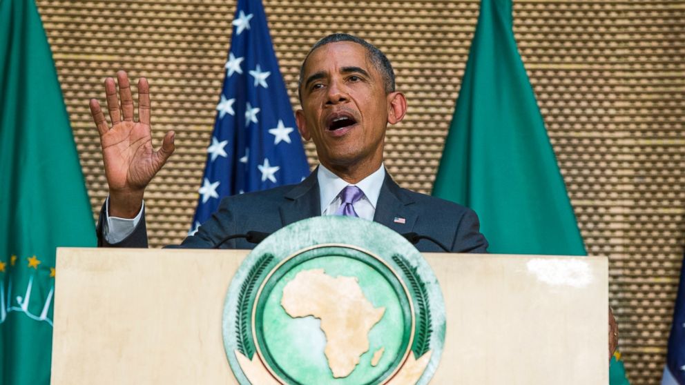 President Barack Obama delivers a speech to the African Union, July 28, 2015, in Addis Ababa, Ethiopia.  
