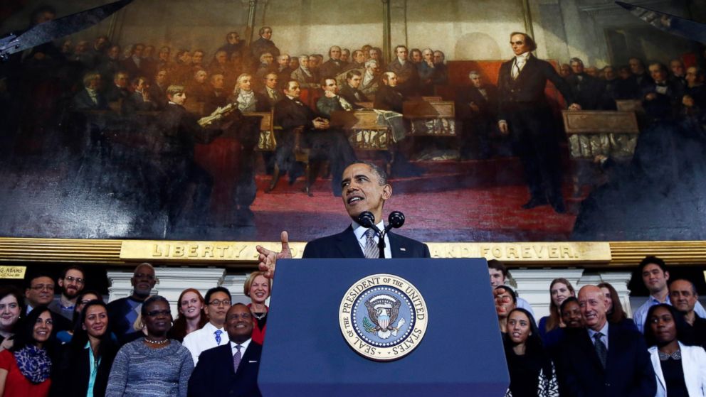 President Barack Obama speaks at Boston's historic Faneuil Hall about the federal health care law, Oct. 30, 2013. 