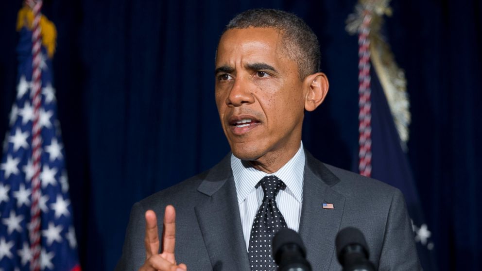 President Barack Obama speaks at a news conference after meeting with Gov. Rick Perry in Dallas about immigration, July 9, 2014.