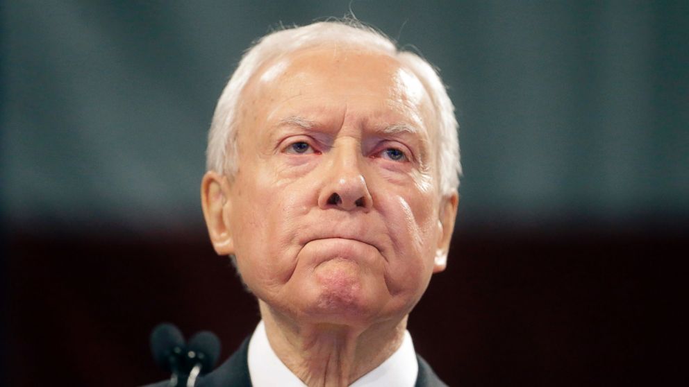 Sen. Orrin Hatch, speaks during the Utah Republican Party 2016 nominating convention in Salt Lake City, April 23, 2016. 