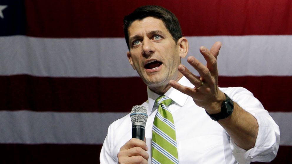 Republican vice presidential candidate, Rep. Paul Ryan, R-Wis., gestures as he speaks during a campaign event, Nov. 3, 2012, in Marietta, Ohio.