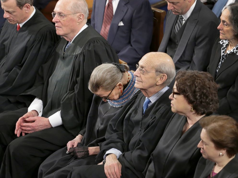 PHOTO: Justice Ruth Bader Ginsburg rests during President Barack Obamas State of the Union address on Capitol Hill in Washington, Jan. 20, 2015.
