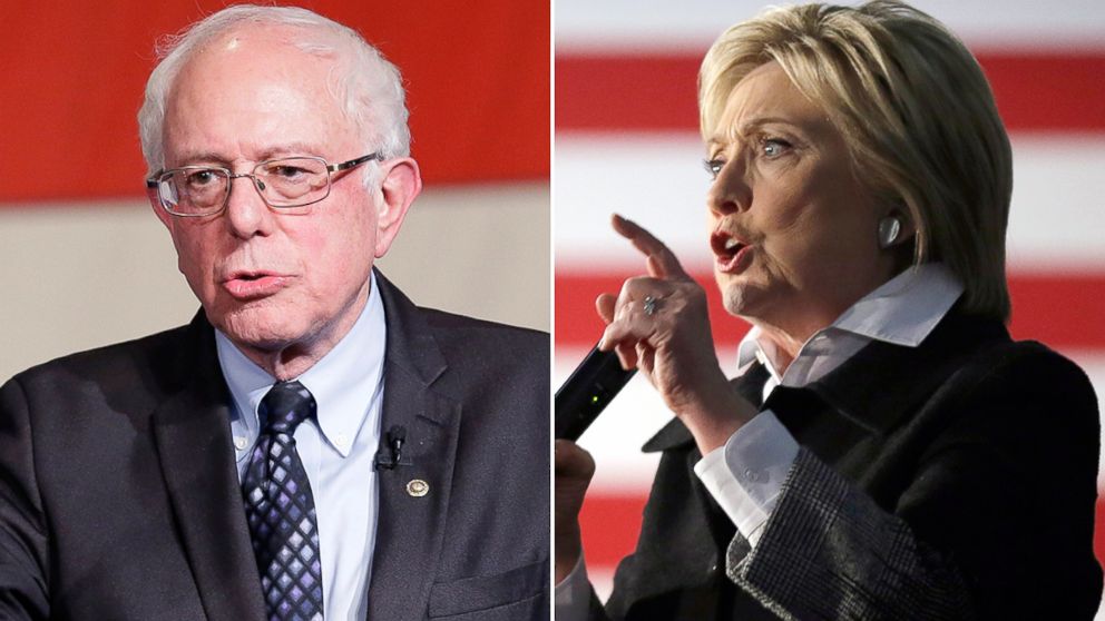 Bernie Sanders, left, and Hillary Clinton speak at campaign rallies in Detroit, March 7, 2016.