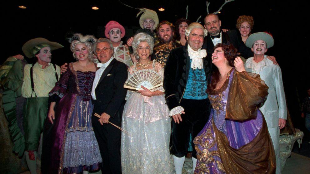 PHOTO:Supreme Court Justices Ruth Bader Ginsburg, and Antonin Scalia, fourth and fifth from left, pose with members of  "Ariadne auf Naxos" at the Washington opera, Jan. 8, 1994. The justices, both opera lovers, appeared as extras during the performance. 