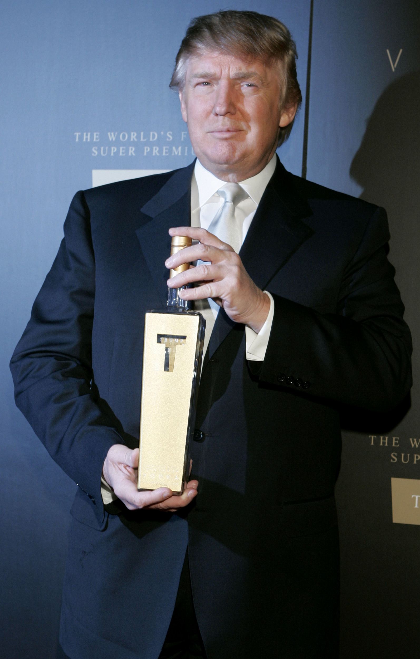 PHOTO:In this file photo, Donald Trump holds a bottle of his new line of vodka as he arrives for the Trump Vodka launch party, Jan. 17, 2007 in Los Angeles. 