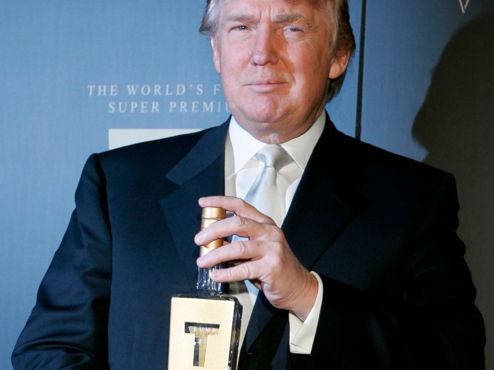 PHOTO:In this file photo, Donald Trump holds a bottle of his new line of vodka as he arrives for the Trump Vodka launch party, Jan. 17, 2007 in Los Angeles.