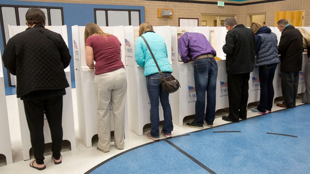 Dozens of voters were lined up at the door as soon as the polling place at Chief Joseph School of the Arts in Meridian, Idaho, Nov. 4, 2014.