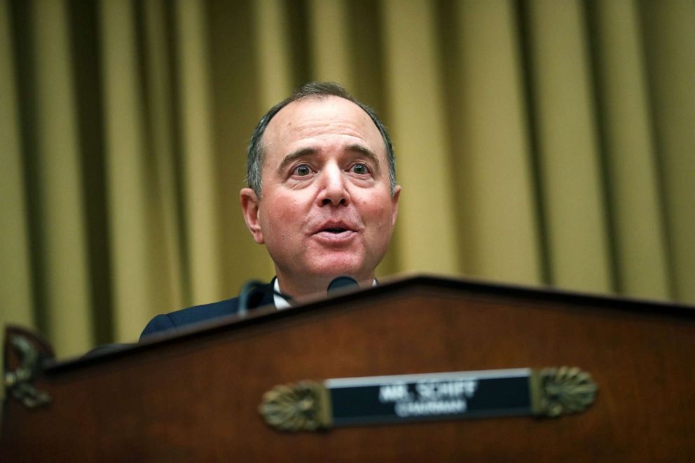 PHOTO: Representative Adam Schiff, a Democrat from California and chairman of the House Intelligence Committee, speaks during a hearing with Robert Mueller, former special counsel for the Department of Justice, in Washington, D.C., July 24, 2019. 