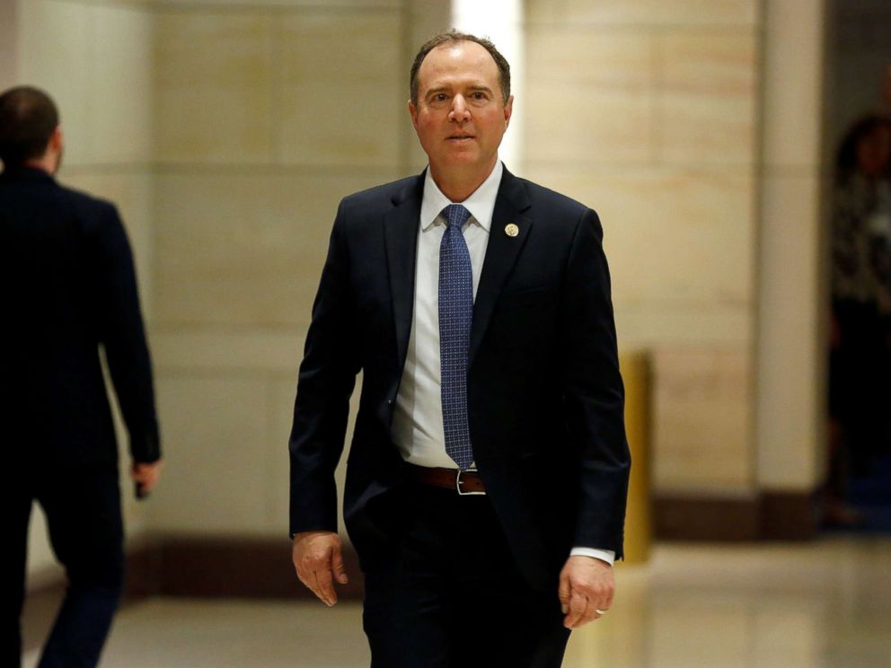 PHOTO: Rep. Adam Schiff (R-CA) arrives for a closed-door briefing on Syria for the U.S. House of Representatives on Capitol Hill in Washington, April 17, 2018.