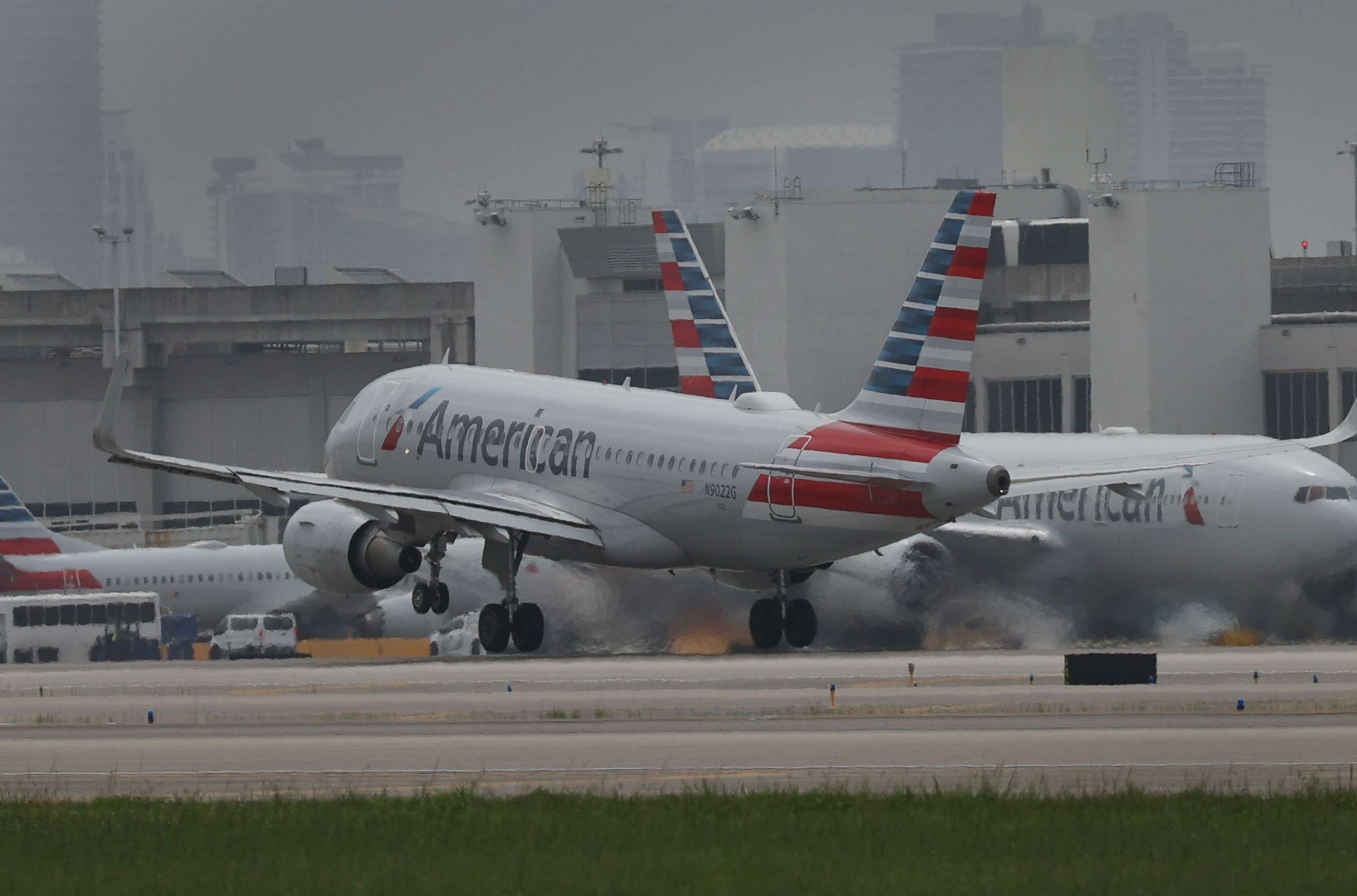 PHOTO: An American Airlines plane takes off at the Miami International Airport on June 16, 2021 in Miami.