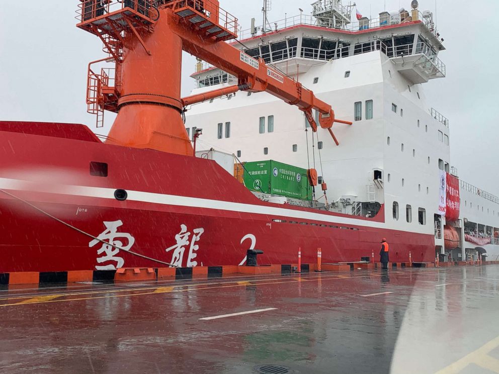 PHOTO: China's first domestically built polar icebreaker Xuelong 2, or Snow Dragon 2, moors at a dock, July 15, 2020, in Shanghai.