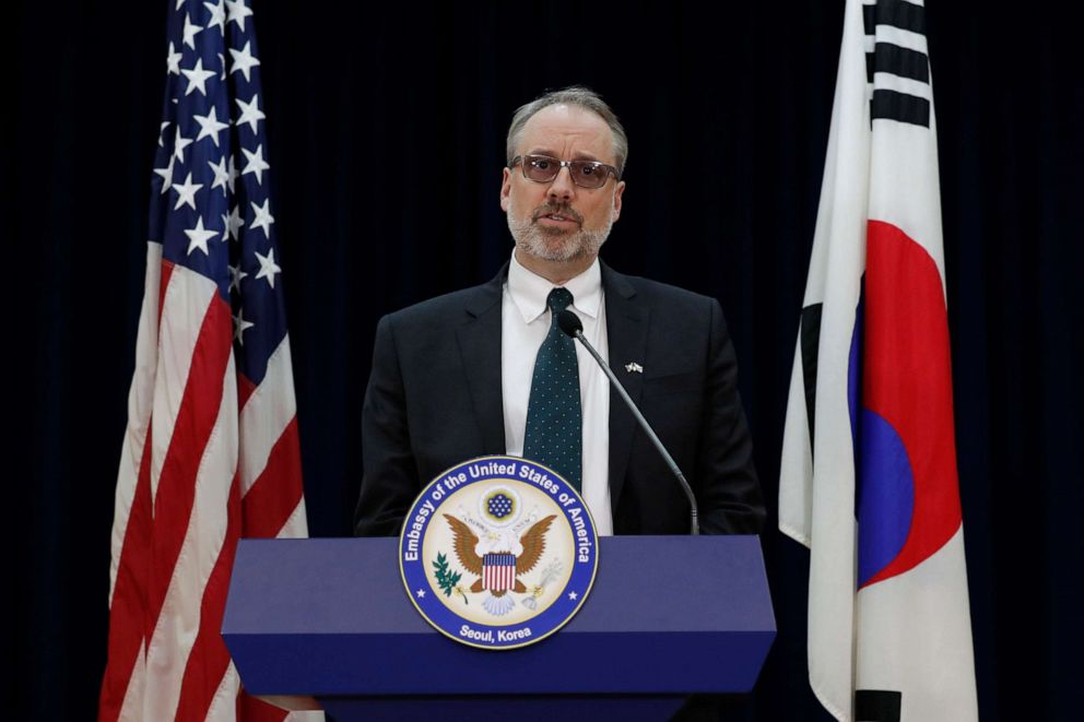 PHOTO: James DeHart, US Department of States senior advisor for security negotiations and agreements bureau of political-military affairs, speaks after a meeting with South Korean counterpart on the Special Measures Agreement  in Seoul, Nov. 19, 2019. 