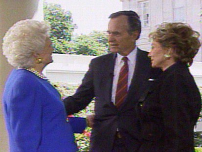 Video of President George H. W. Bush talking to Barbara Walters.