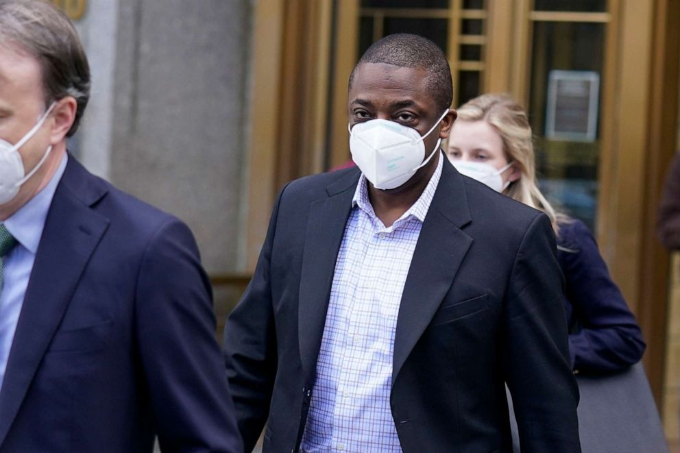 PHOTO: New York Lt. Gov. Brian Benjamin leaves the courthouse in New York, April 12, 2022. 