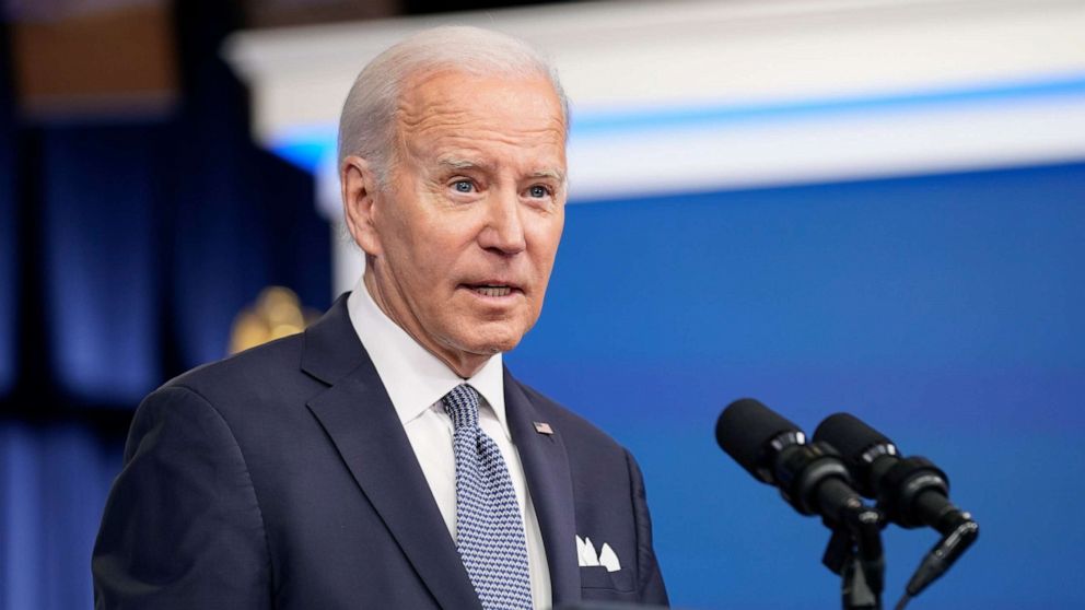 PHOTO: President Joe Biden responds to questions from reporters after speaking about the economy in the South Court Auditorium in the Eisenhower Executive Office Building on the White House Campus, Thursday, Jan. 12, 2023, in Washington.