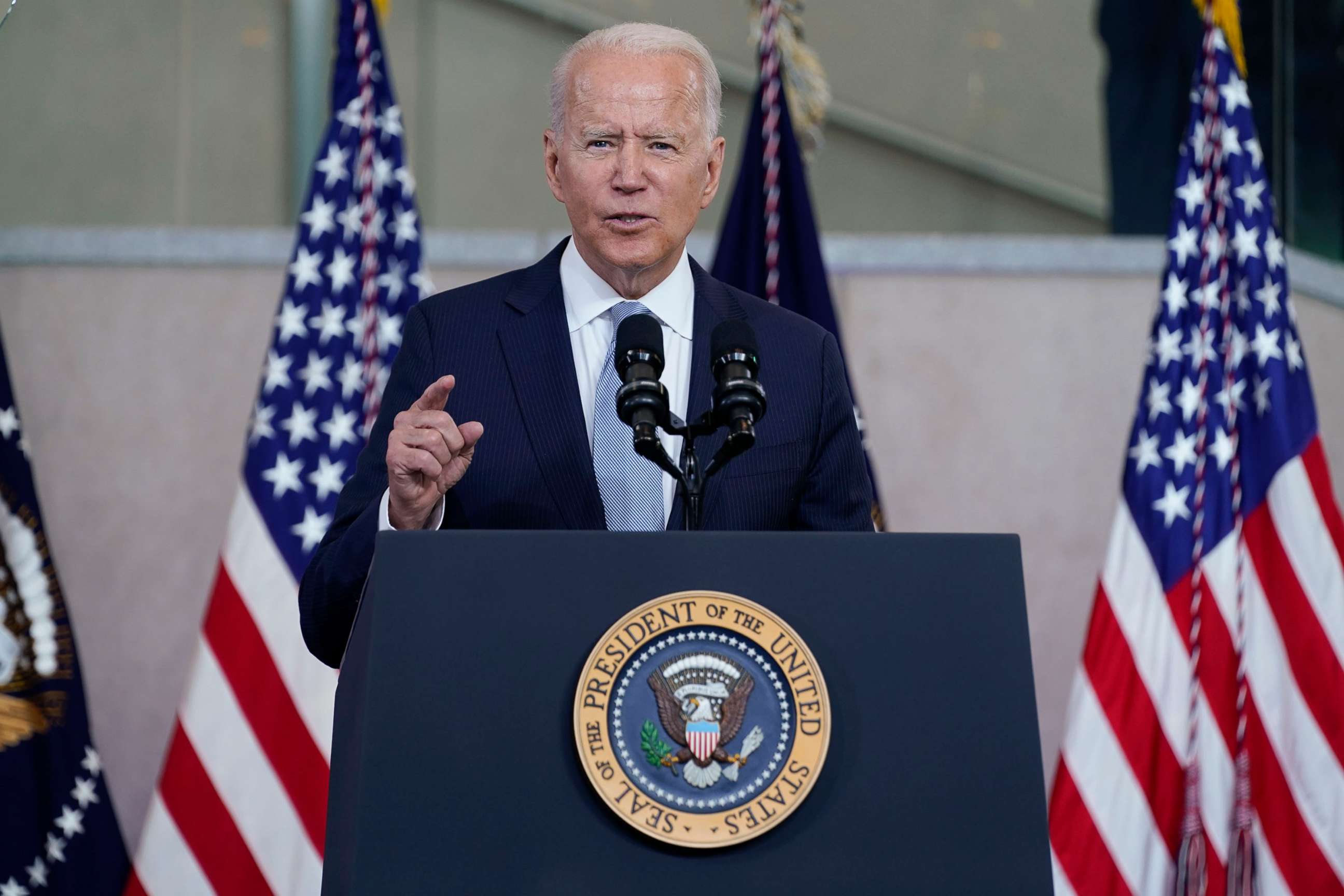 PHOTO: President Joe Biden delivers a speech on voting rights at the National Constitution Center, July 13, 2021, in Philadelphia.