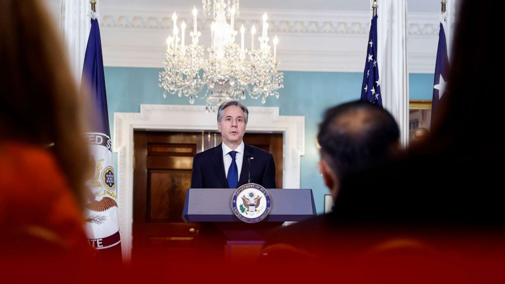 PHOTO: Secretary of State Antony Blinken speaks about the roll-out of the International Religious Freedom Report at the State Department in Washington, D.C., May 15, 2023.