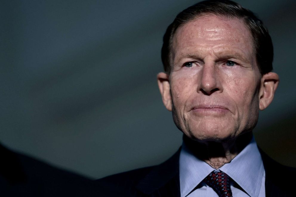 PHOTO: Sen. Richard Blumenthal outside of the White House after a meeting with President Joe Biden, Feb. 10, 2022.