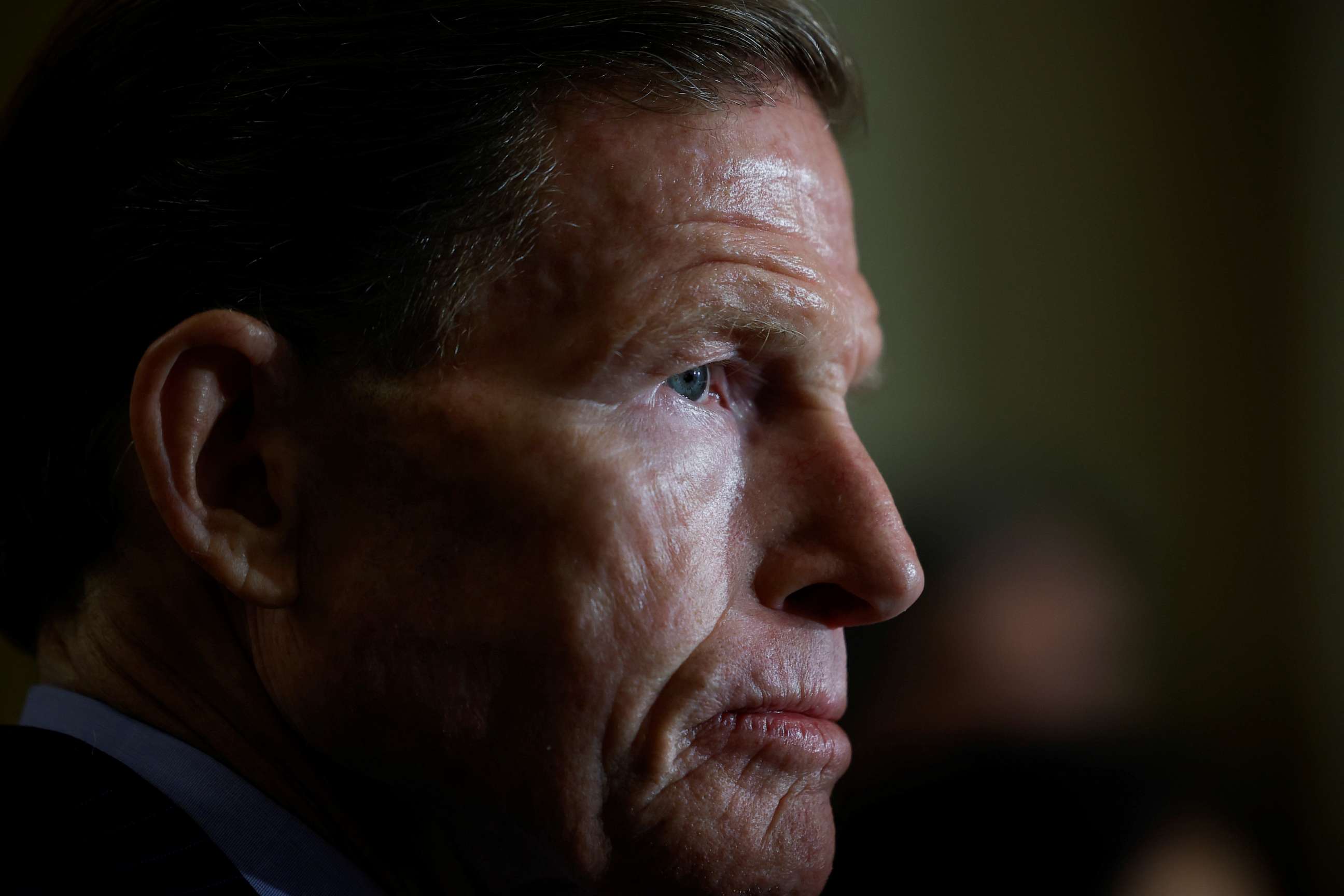 PHOTO: U.S. Senator Richard Blumenthal (D-CT) listens during the weekly Democratic news conference at the U.S. Capitol on Capitol Hill in Washington, U.S., March 28, 2023.