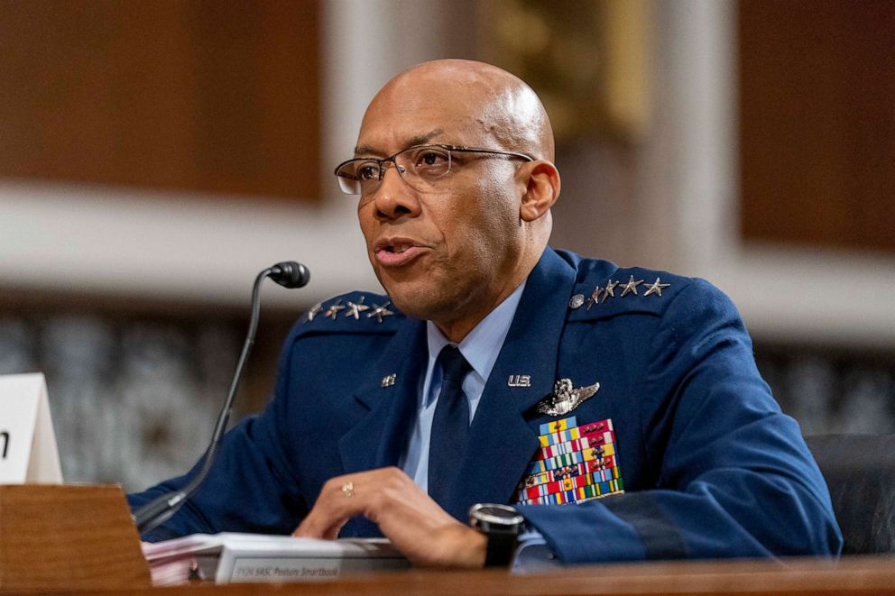 PHOTO: Air Force Chief of Staff Gen. Charles Brown Jr., speaks during a Senate Armed Services budget hearing on Capitol Hill in Washington, May 2, 2023.