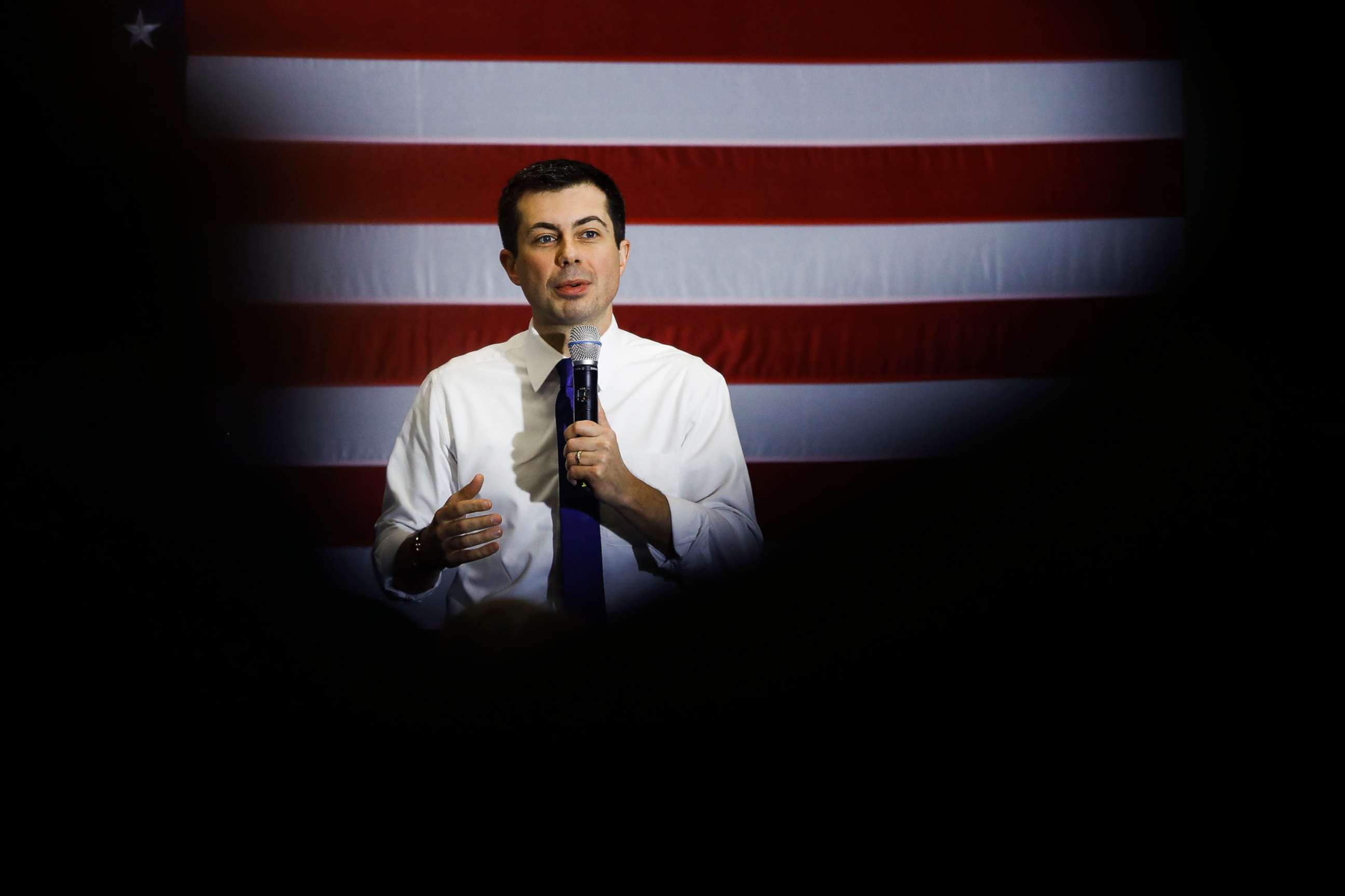 PHOTO: Democratic presidential candidate former South Bend, Ind., Mayor Pete Buttigieg, speaks during a campaign event, Feb. 10, 2020, in Plymouth, N.H. 