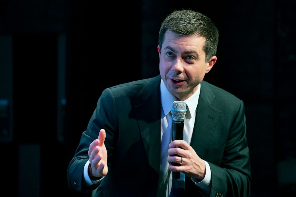 PHOTO: Democratic presidential candidate former South Bend, Ind., Mayor Pete Buttigieg speaks during the New Hampshire Youth Climate and Clean Energy Town Hall, Feb. 5, 2020, in Concord, N.H.