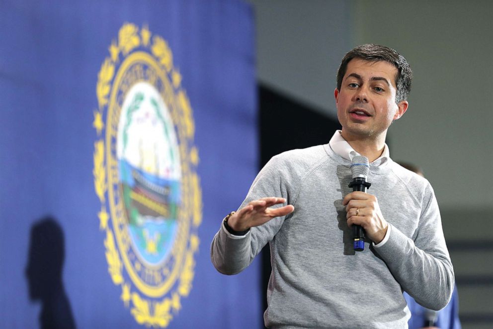 PHOTO: Democratic presidential candidate South Bend, Ind. Mayor Pete Buttigieg speaks during a town hall event at the Walpole Middle School, Nov. 10, 2019, in Walpole, N.H. 