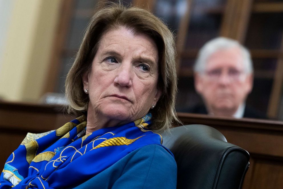 PHOTO: Sen. Shelley Moore Capito and Senate Minority Leader Mitch McConnell, attend the Senate Rules and Administration Committee markup of the For the People Act in Russell Building, May 11, 2021. 